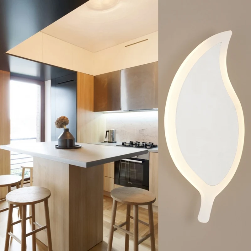 

Big deal 11W Leaf Shape Simple LED Wall Lamp Bedroom Living Room Study Aisle Creative Novel Modern Decorative Lamps