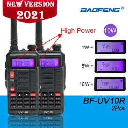BAOFENG – walkie talkie Radio, émetteur récepteur hf double bande, charge USB, haute puissance 10W, 2 voies, longue Distance, UV10R, 2 pièces, 2021 