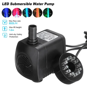 

15W Submersible Water Pump with LED Lights Micro Aquarium Fountain Fish Pond Tank Water Pump US Plug