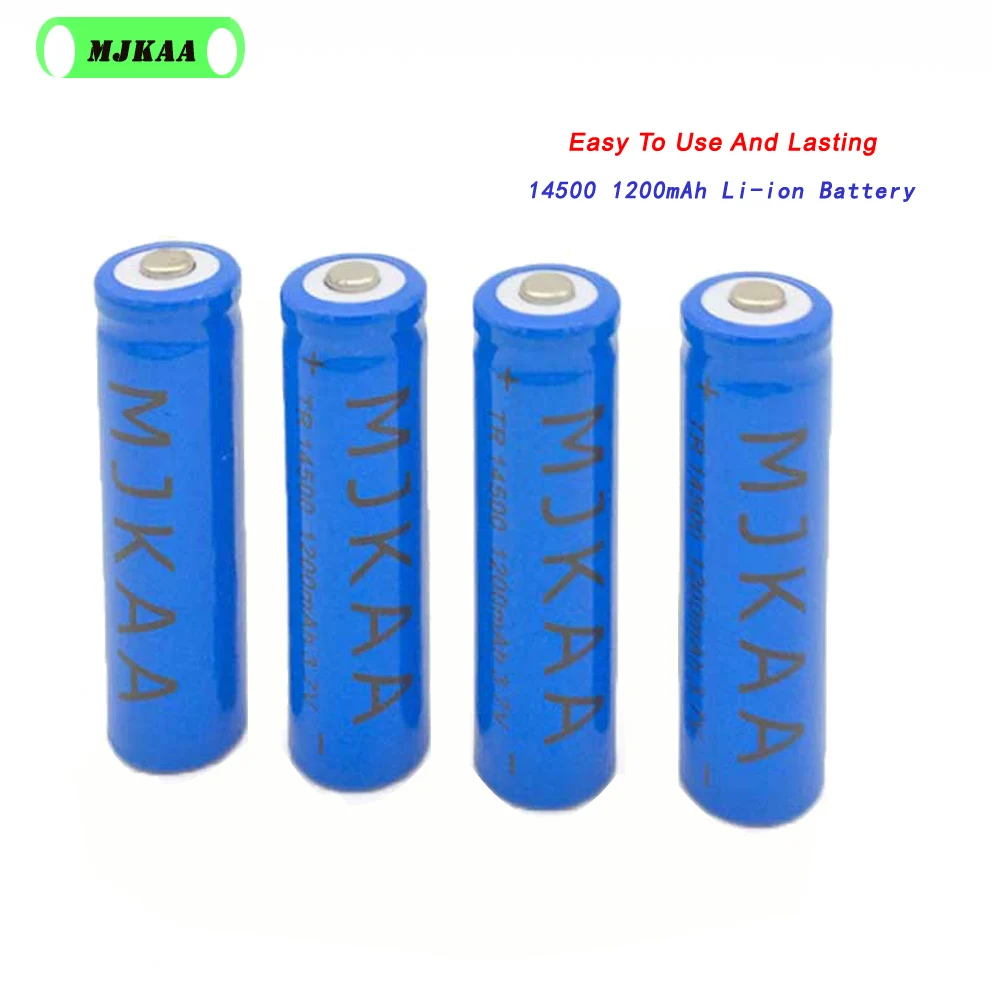 MJKAA 4 шт 1200mAh 14500 перезаряжаемые батареи Универсальный Синий цвет 3 7 V литий ионная