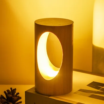 

1pc Wooden Desk Lamp USB Powered Table Lamp Night Light for Living Room Bedroom