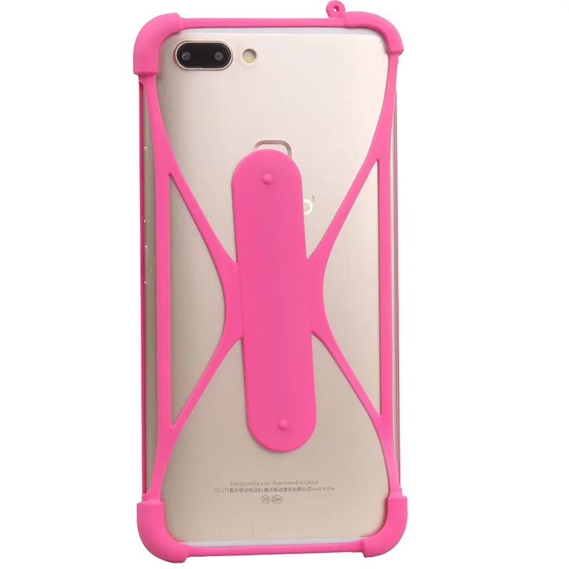 Universal Soft Silicone Bumper Cell Phone Holder Case For Allview Soul X5 Mini X5 Pro Case - Цвет: Розово-красный