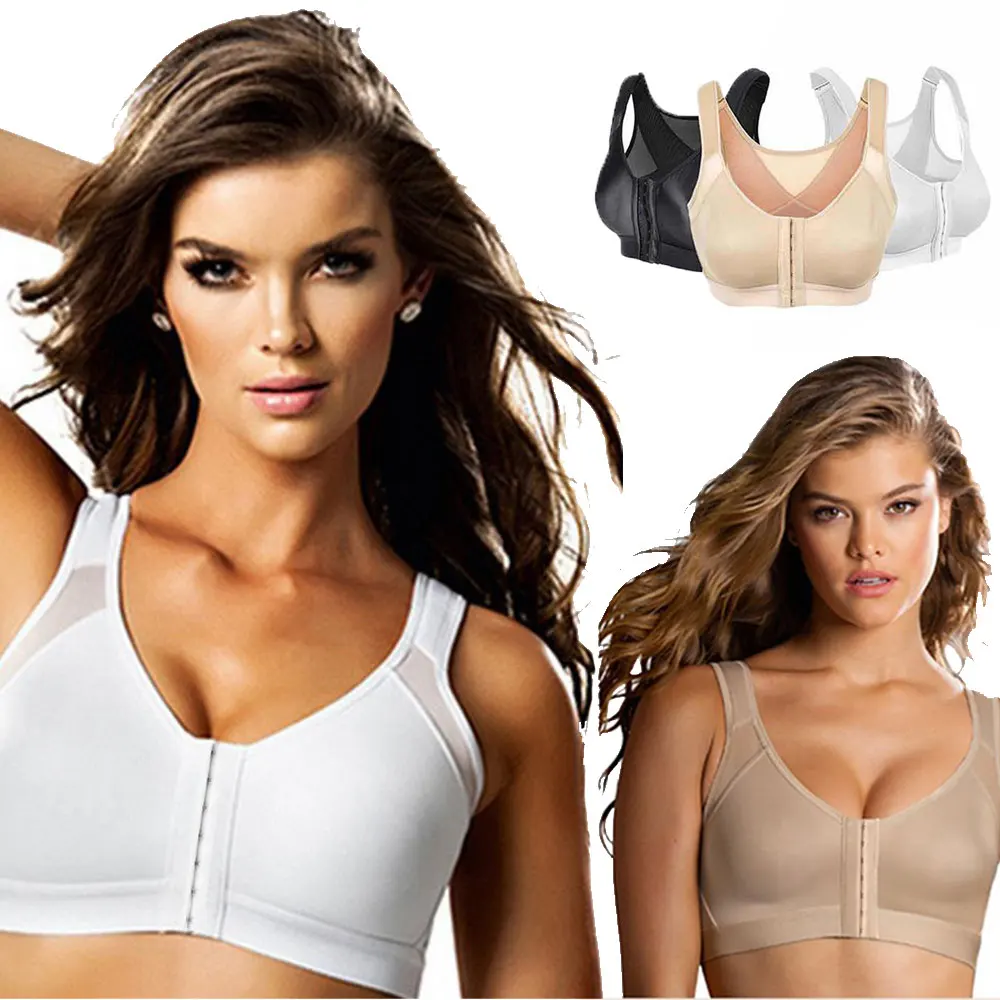 Sujetador Deportivo Con Cremallera Frontal Para Mujer, Brasier Sin