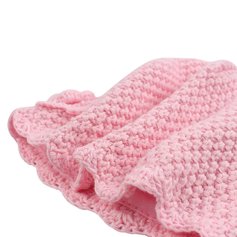 Pink Flower Baby Girls Hat Winter Knitted Baby Beanie Infant Toddler Girls Warm Hat (4)