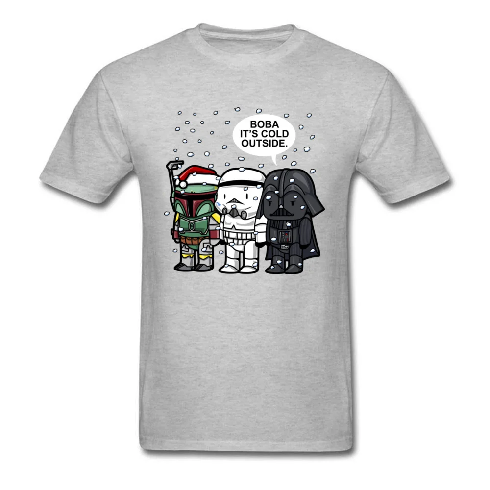 Мужские футболки Boba Fett It's Cold внешняя футболка Звездные войны Зима идет модная Рождественская Футболка Дарт Вейдер хлопковые футболки - Цвет: Gray