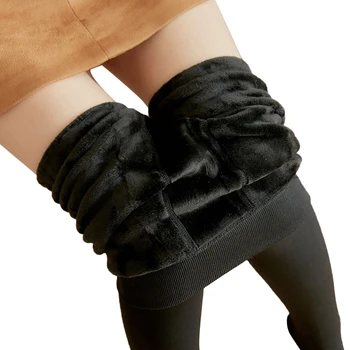 

Autumn Winter Pantyhose Women's Plus Cashmere Tights Fashion High Quality Knitted Velvet Tights Elastic Slim Warm Thick Tights