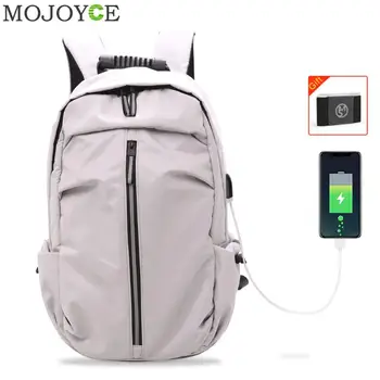 

Oxford Cloth Unisex Backpack Travel USB Charging Casual Shoulder Bags Solid Color Large Capacity Reflective Strip Rucksack