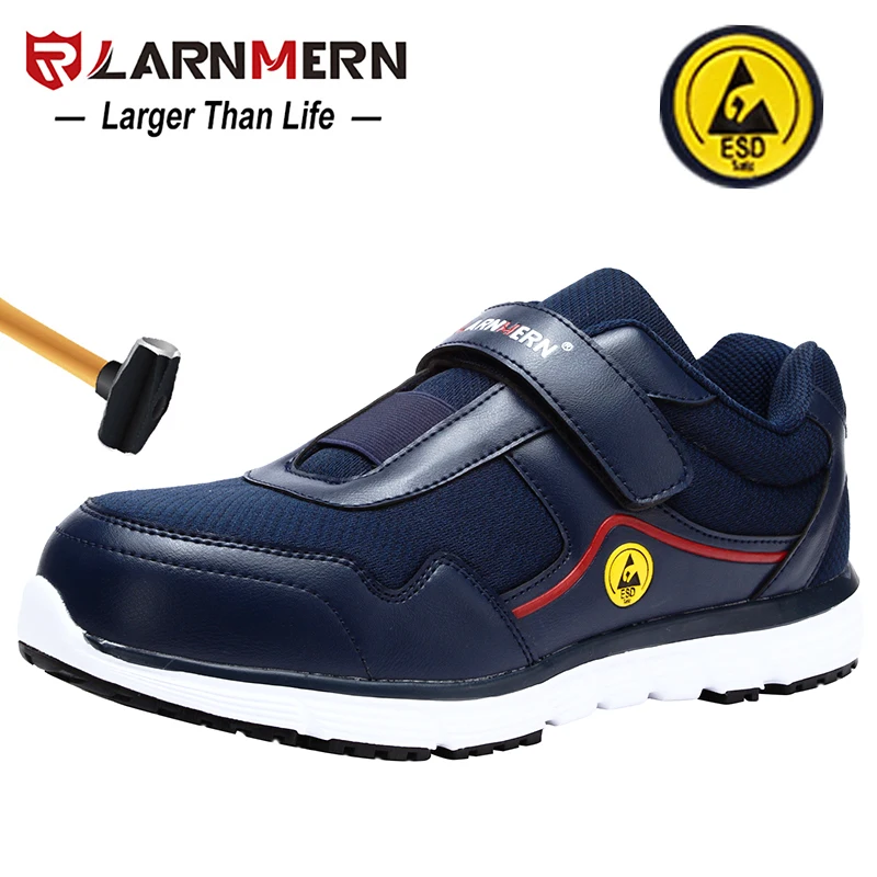 LARNMERN Mens Work Shoes ESD Safety shoes Steel Toe Anti-smashing Non-slip Reflective Construction Protective Footwear