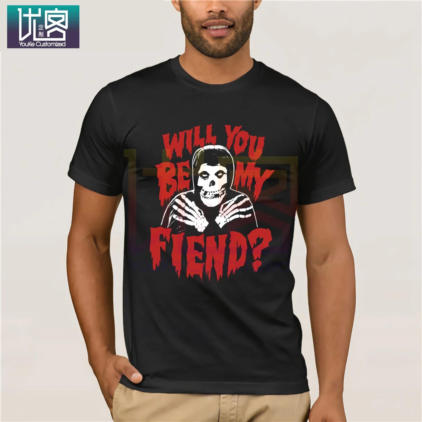 

THE MISFITS SKULL FIEND NEW T-SHIRT S M L XL 2XL METAL PUNK ROCK HORROR DANZIG T Shirt Men Tees Cartoon Top Tee