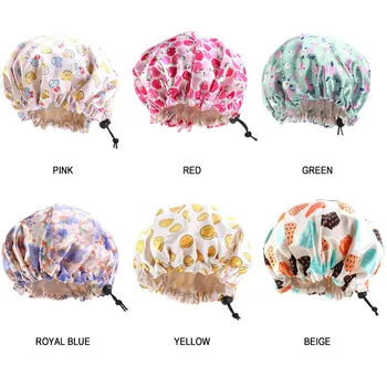 

Silky Satin Bonnet Double Layer Adjustable Flower Sleep Caps Girl Night Turban Children Solid Headwear Hat Accessories Hair