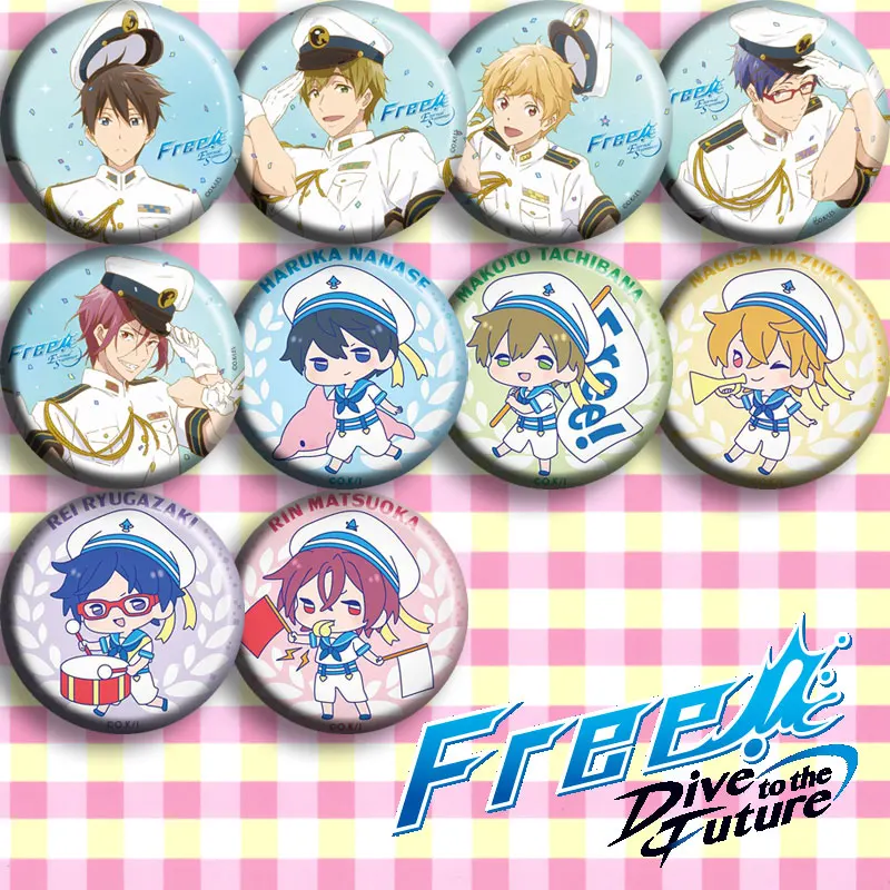 FREE! Action Figure Makoto Tachibana Haruka Nanase Rin Matsuoka Nagisa Hazuki 10 Type Anime Tinplate PVC Badge Toys | Игрушки и хобби