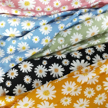 

2020 Fashion Daisy Printed Impervious Fabric Shirt Skirt Dress Japanese Style Pastoral Fabric Tissus Stof Chiffon 90x130cm