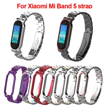 

For Xiaomi Mi Band 5 Strap Durable Waterproof Metal Smart Watch Bracelet Stainless Steel Wristbands Bracelet For Mi band 5
