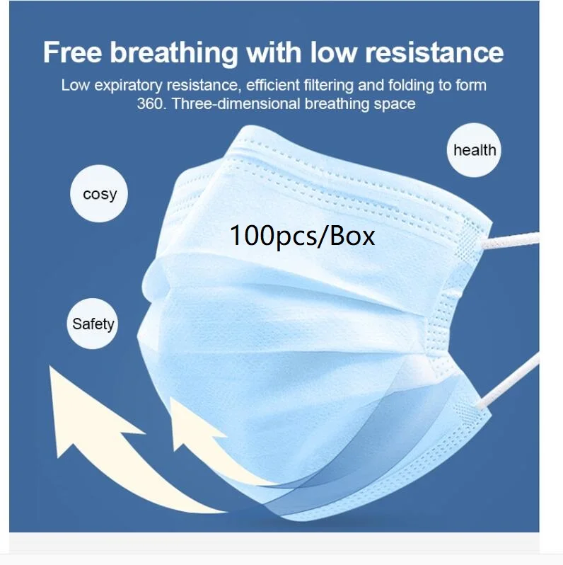 

100pcs Protective face Mask In Stock Quickly Delivery Disposable Face Mask Respirator Dust Anti Pollution Face Mask