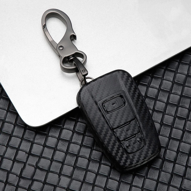 ABS углеродное волокно ключа автомобиля чехол Крышка для Toyota Camry CHR C-HR Corolla RAV4 Avalon Land