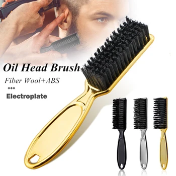 

Pro Retro Oil Head Brush Sweep Neck Salon Cleaning Hair Brush Gold Handle Comb Men Barber Cleaning Brush Tools G0727