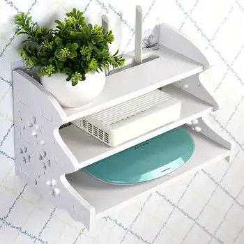 

3 Layers Wall Mounted Wifi Router Storage Box Set-Top Box Organizer Network Cable Power Plug Wire Finishing Shelf