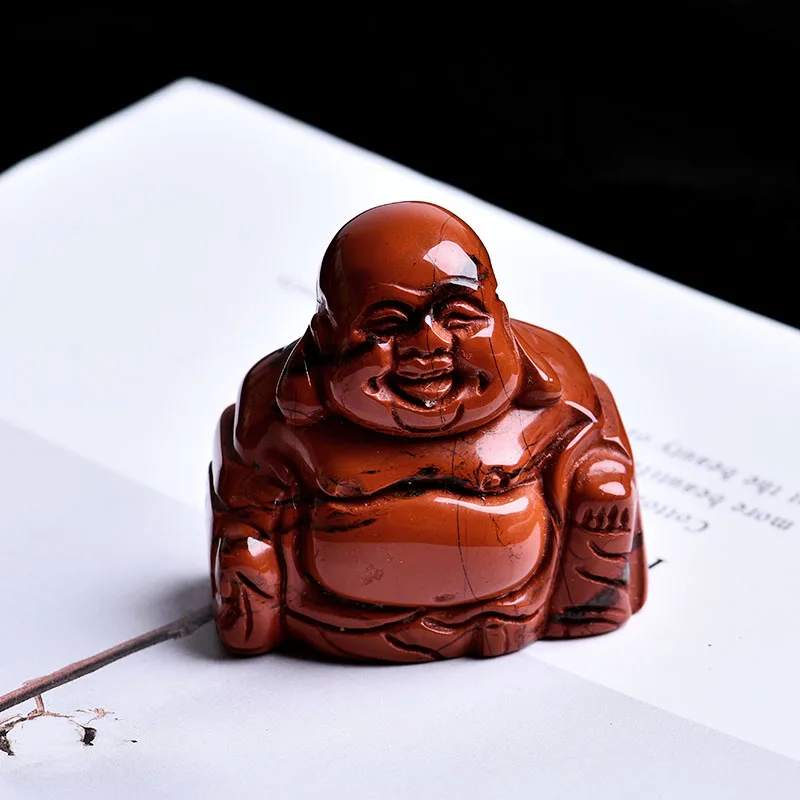 Red jasper 1 шт. розовый кварц тигр кристалл религиозная счастливая статуя Майтрейи Будды декоративные резные натуральный кристалл минеральные ювелирные изделия DIY подарок - Цвет: Red jasper