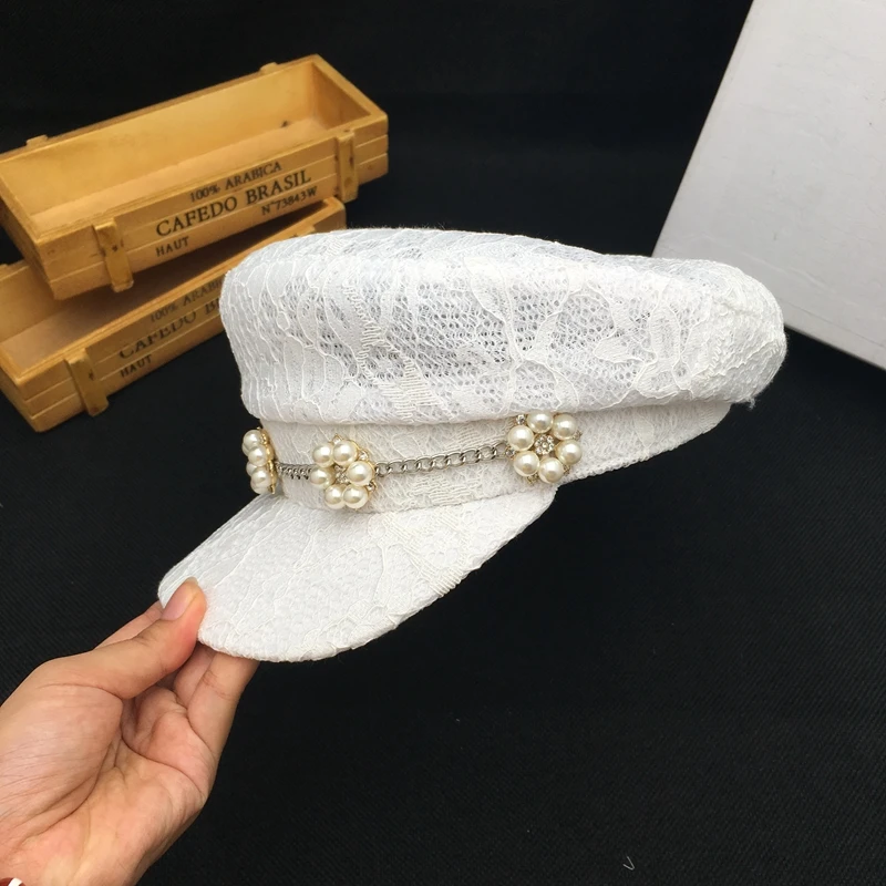Ms han edition fashion lace summer hollow-out newsboy cap travel leisure sweet flowers octagonal cap Europe and the United State