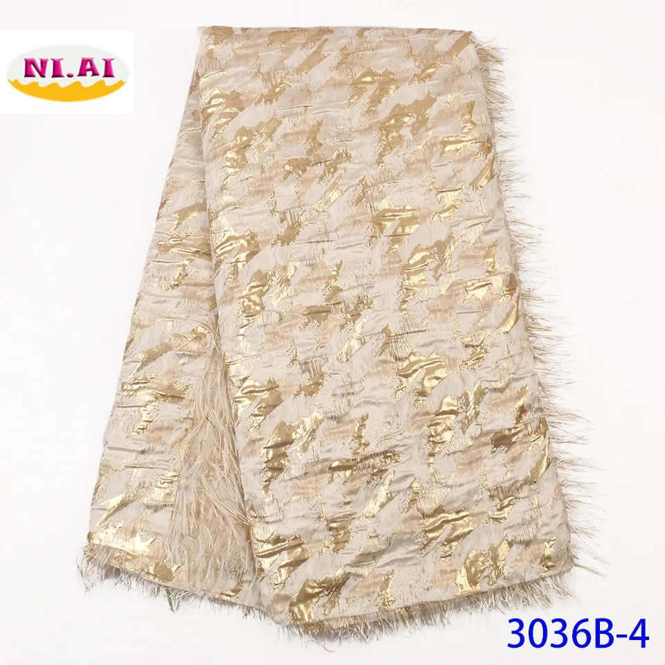 NIAI African Lace Fabric High Quality Lace Material Tulle Nigerian Brocade Mesh Lace Fabrics For Wedding Dress XY3036B-2