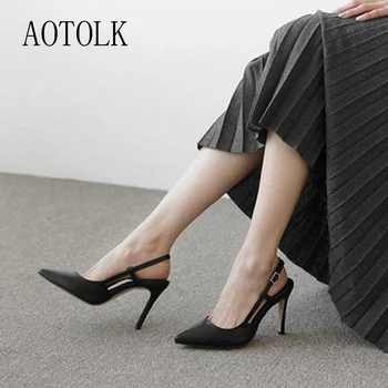 

Women Shoes Brand Sandals Black Trip Thin Heels Point Toe Shoes Women Casual Sandals Female Plush Size Pumps 2020 New Arriavl DE