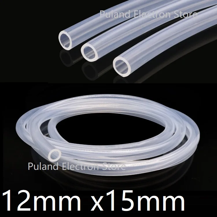 cheap Transparent ID 12mm x 15mm OD Silicone Tubing Food Grade Flexible Drink Hose Pipe Temperature Resistance Nontoxic Environmental