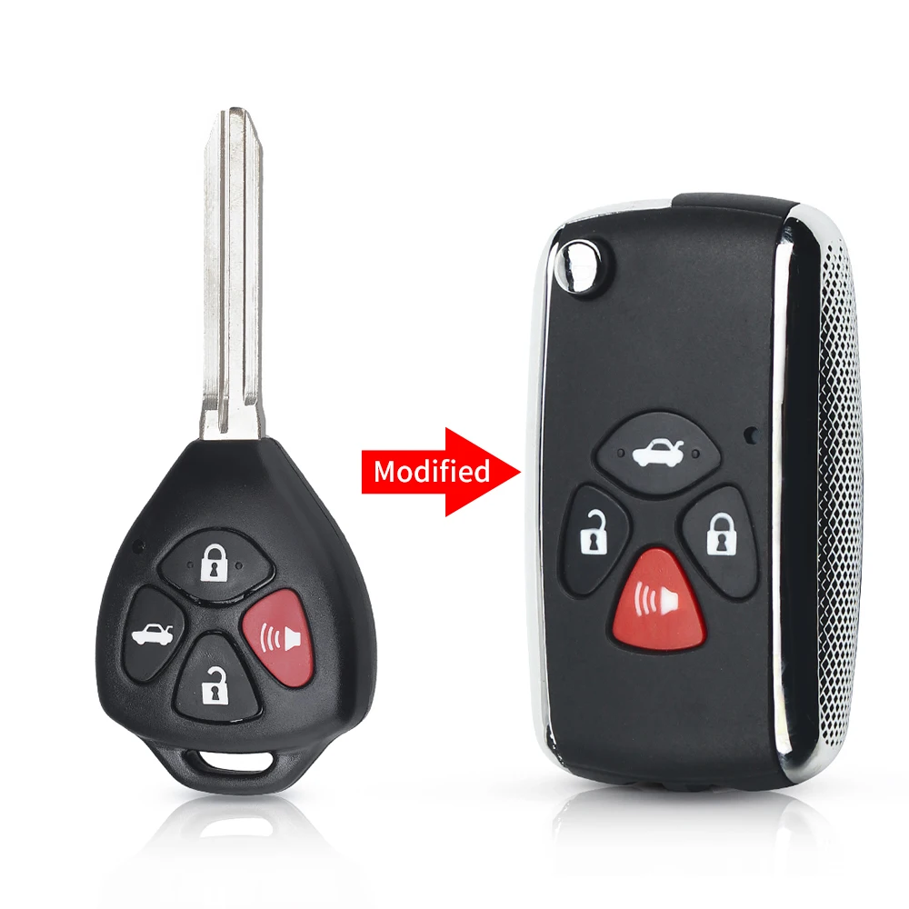 KEYYOU изменение 2/3/4 кнопки раскладная откидная оболочка ключа дистанционного управления для Toyota Camry Corolla RAV4 Yaris блестящий брелок чехол Toy43 лезвие - Количество кнопок: 4 Кнопки