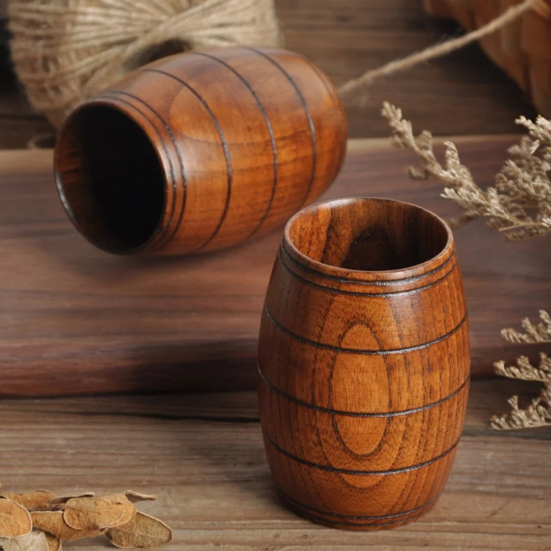 

1PC Natural Retro Handmade Jujube Wooden Big Belly Beer Mug Coffee Mug Milk Juice Tea Cup Beer Barrel Shape Water Cup for Bar