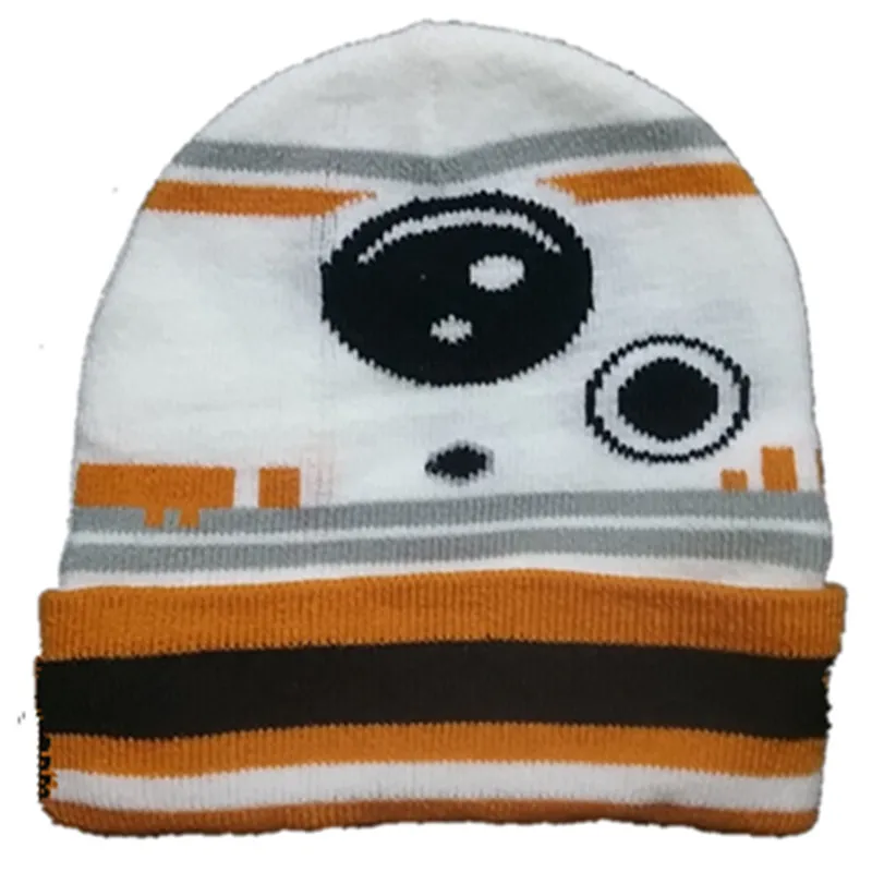 Вязаные шапки с изображением Дарта Вейдера, штурмовика BB * 8 R2D2, модные шапочки с героями мультфильмов для малышей, теплые зимние шапки в
