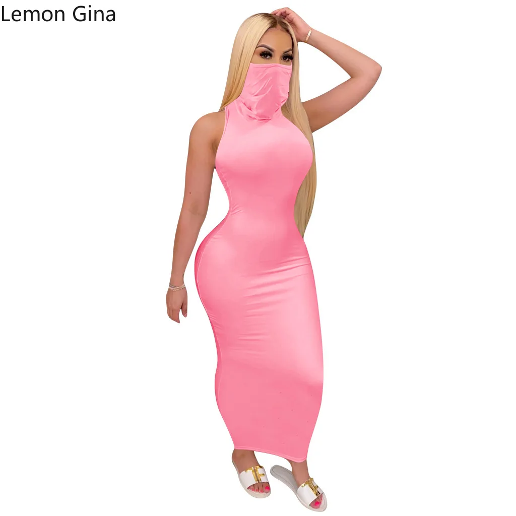 high neck sleeveless bodycon dress