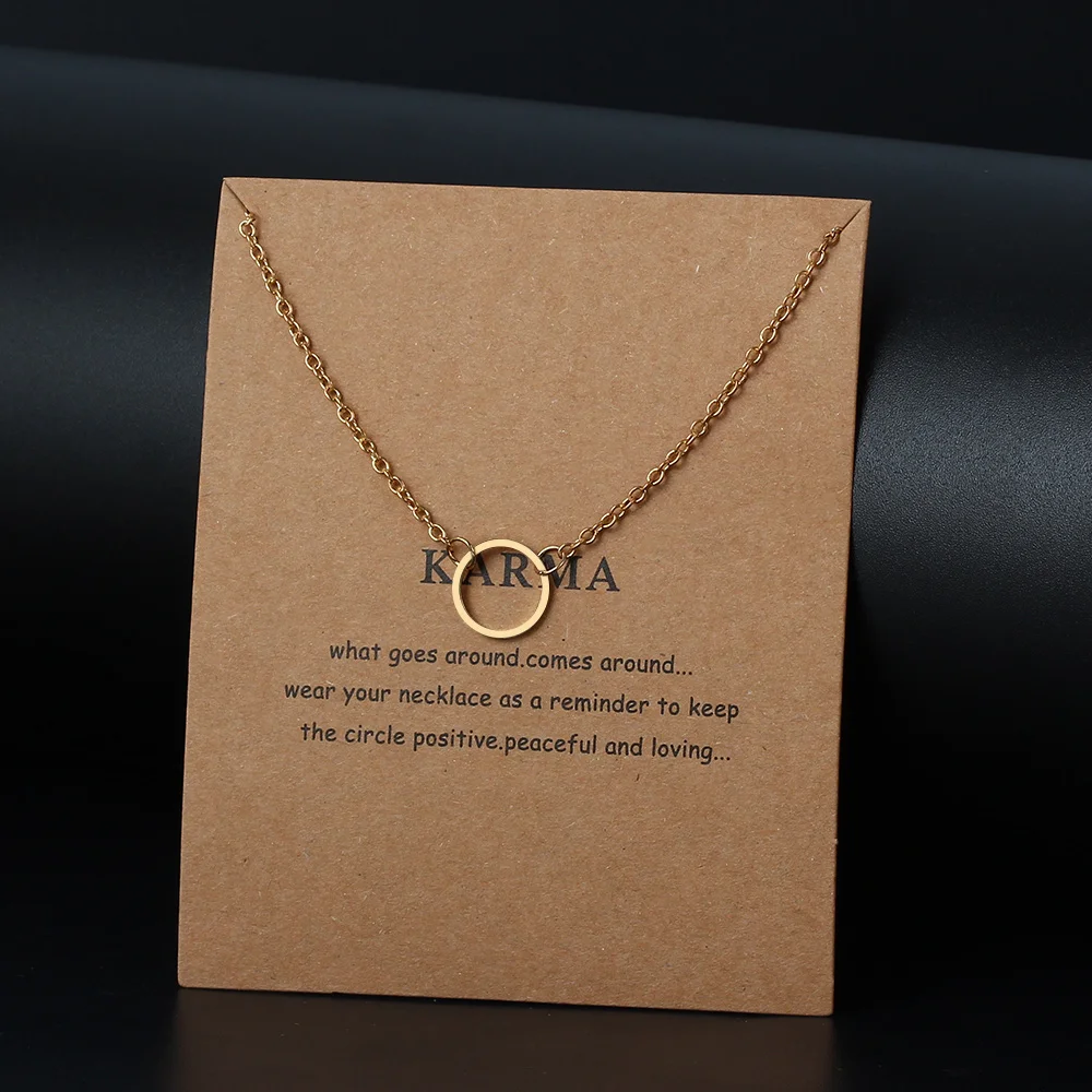 Gold Necklace Positivity Necklace Gold Circles Pendant Gift for her Karma Necklace Gold Circle Necklace Unique Gift Karma Pendant