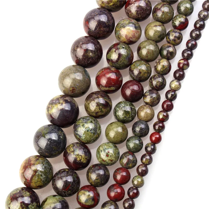 4 6 8 10 12 mm natürlicher Drachenblut-Jaspis-Edelstein, runde lose Perlen für die Schmuckherstellung, 1 Strang 38,1 cm – Detail 4