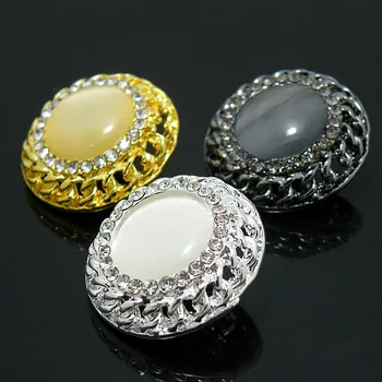 

Exquisite High-Grade Metal Button Diamond Gold Silver Gun Black Coat Buttons Fashion Coat Button Decorative Buckle