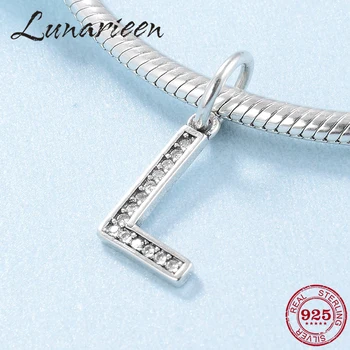 

New 925 Sterling Silver Hollow Beads Letter L trendy Womens Accessories Fit Original Pandora Charms Bracelets Jewelry Making