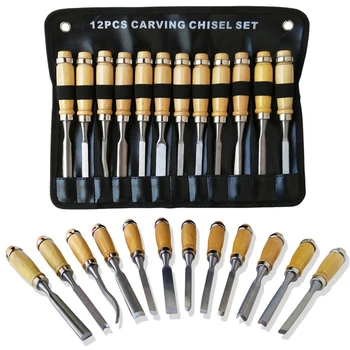

12pcs/Pack Wood Sculpture Carving Chisel Tool Set DIY Art Craft Woodworking with Carrying Case for Beginners