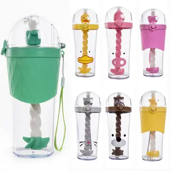 

Cute Baby Kids Children School Drinking Water Straw Bottle Sippy Suction Cup Multi-color Option 500ml Drinking Bottle