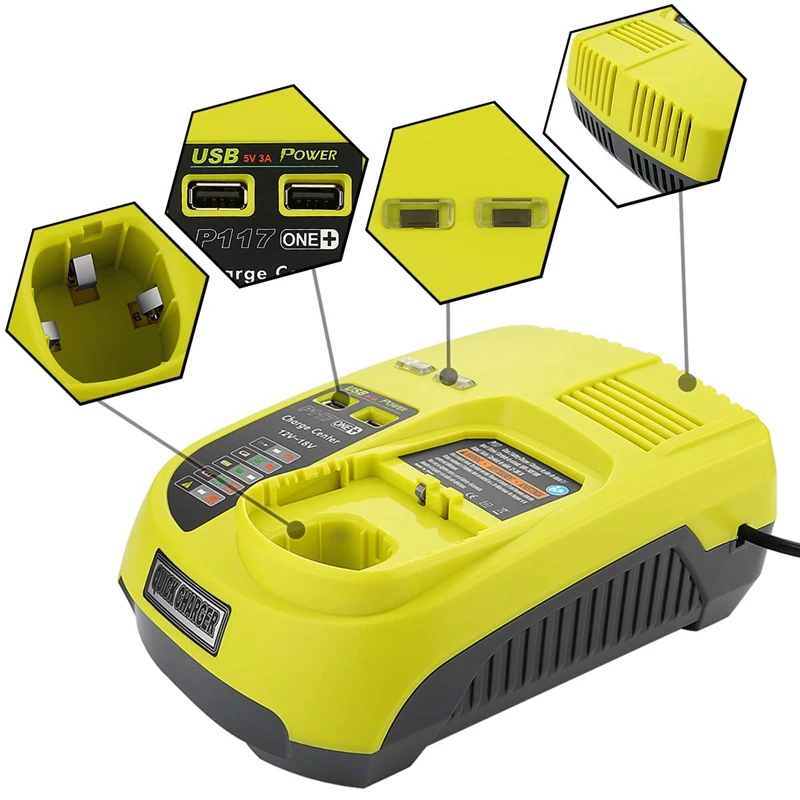 3A 12V 14,4 V 18V для Ryobi P117 Перезаряжаемые Батарея Зарядное устройство Батарея пакет Мощность инструмент, никель-металлогидридного и никель-металл-гидридных или никель Li-Ion P110, P111, P107, P108