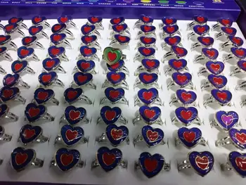 

adjustable heart shaped love mood ring double color peach heart mood ring