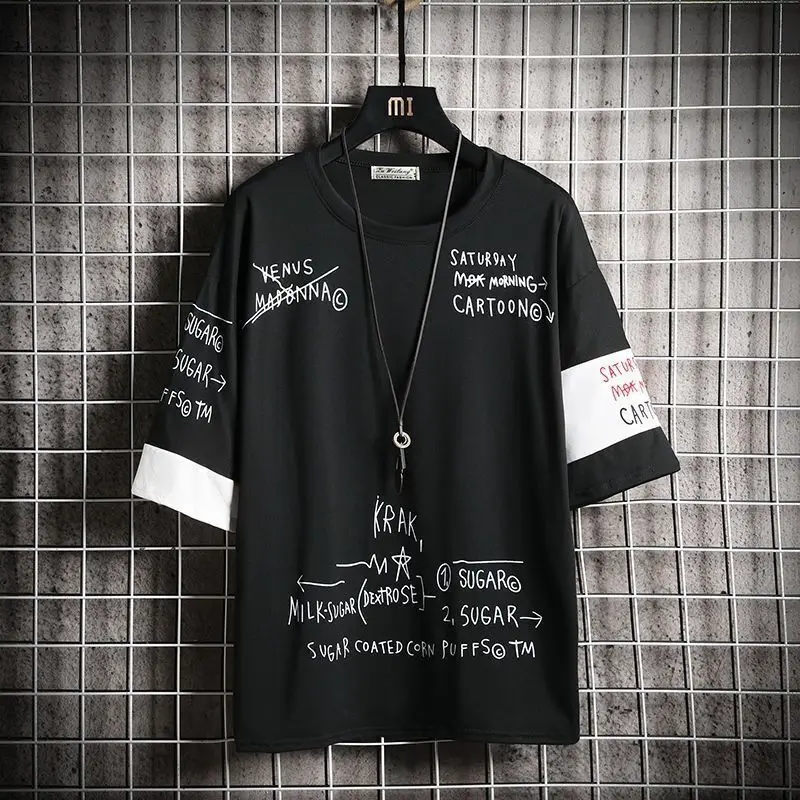 

Fashion Half Short Sleeves Fashion O NECK Print T-shirt Men's Cotton 2020 Summer Clothes TOP TEES Tshirt Plus Asian
