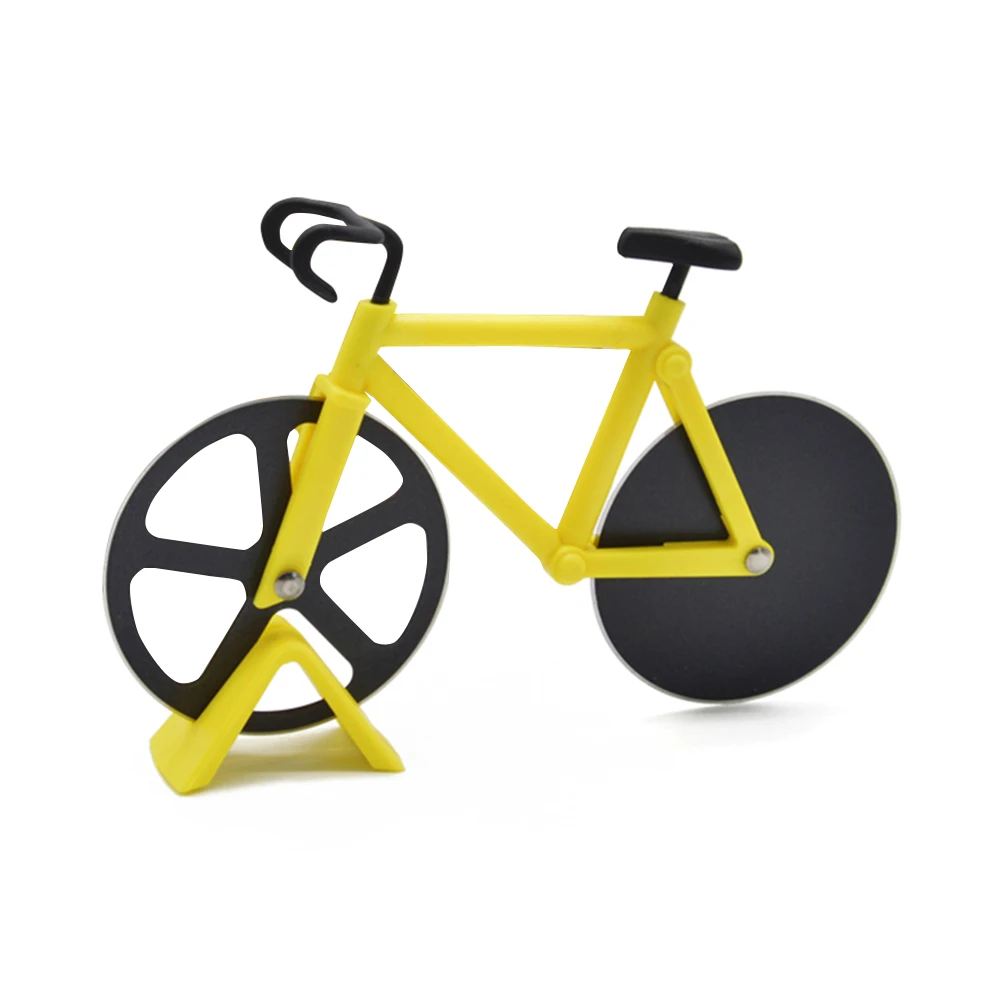 Велосипед круглый нож для пиццы ножи из нержавеющей стали нож для пиццы двухколесный в форме велосипеда нож для пиццы инструмент для пиццы - Цвет: Yellow