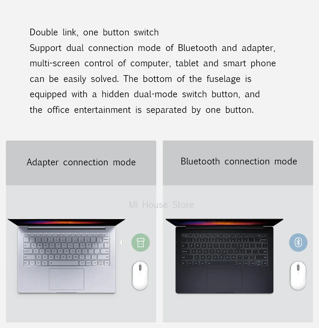 Xiaomi MIIIW Бесшумная Двухрежимная мышь Air Bluetooth 4,0 rf2.4 GHz ABS оптическая электронная мышь для компьютерный коврик для использования в офисе и доме