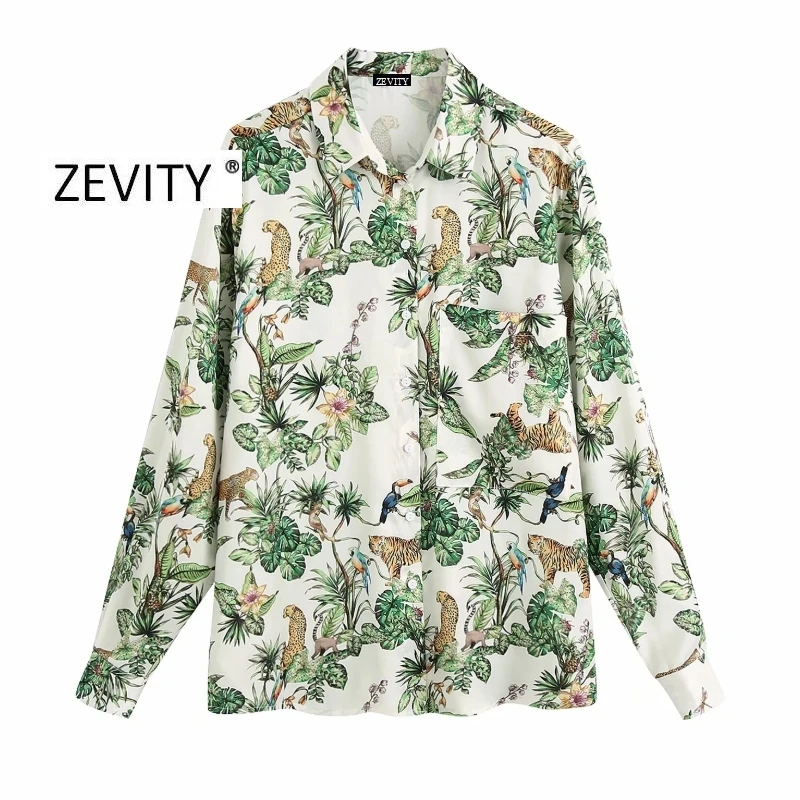 Новая женская модная Повседневная Блузка Zevity с рисунком дерева офисные женские