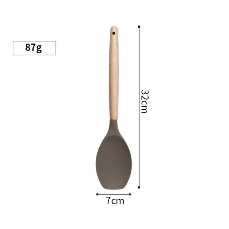 Силиконовые кухонные принадлежности гаджеты с деревянной ручкой кухонные инструменты набор кухонных принадлежностей лопатка Черпак ложка домашние кухонные инструменты