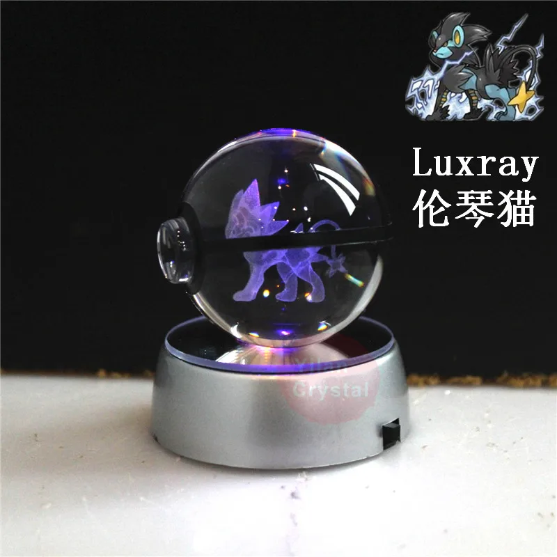 Стиль Pokemon Ball с гравировкой хрустальный шар для подарка с Led светильник - Цвет: luxray