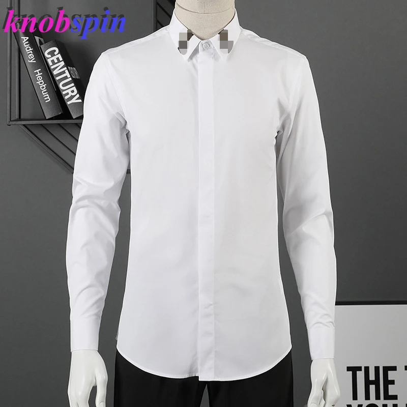 Роскошная рубашка из чистого хлопка с длинным рукавом, мужская, черная, белая, тонкая, повседневная, мужские рубашки, фирменный дизайн, с воротником, Chemise homme Camisa masculina