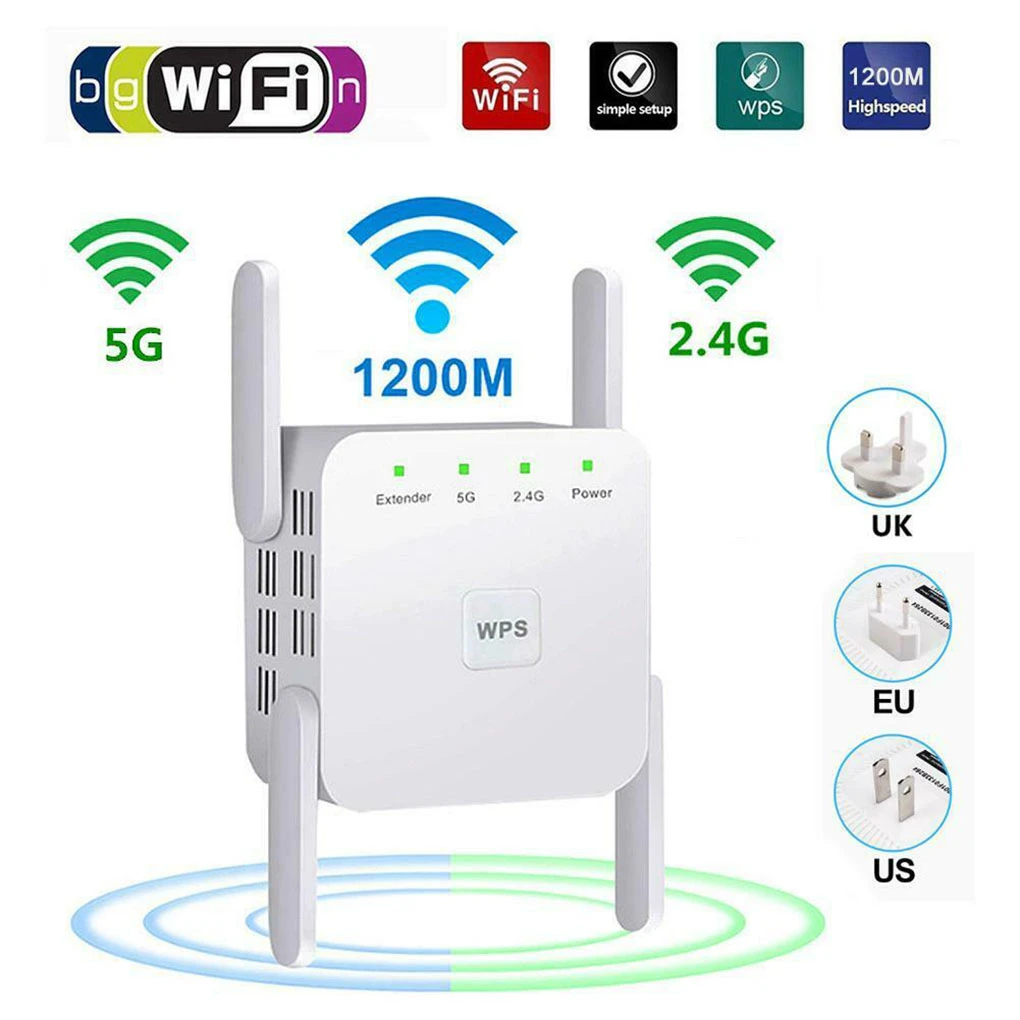 5Ghz Wireless WiFi Repeater 1200Mbps Router Wifi Booster 2.4G Wifi Long Range Extender Wi-Fi Wireless Signal Amplifier Repeater 4g wifi router