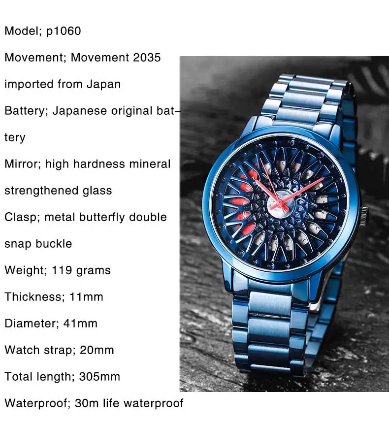 SANDA 2021 Men's Wheel Watch Creative Personality Hollow Watch Sports Watch Waterproof Contour Dial Stainless Steel Watch P1060