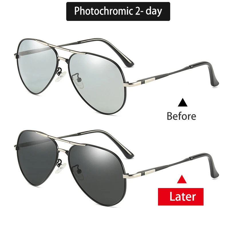 Photochromic 2 Авиационные очки для вождения, желтые антибликовые очки ночного видения для вождения автомобиля, рыбалки, UV400, мужские солнцезащитные очки polaroid - Цвет линз: Photochromic 2