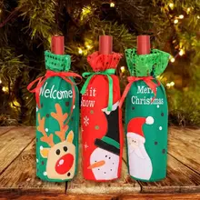 Рождественские украшения для дома Санта Клаус крышка бутылки вина снеговик чулок держатели для подарков Navidad