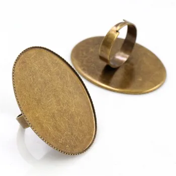

30x40mm 5pcs Bronze Color Plated Brass Oval Adjustable Ring Settings Blank/Base,Fit 30x40mm Glass Cabochons K6-18